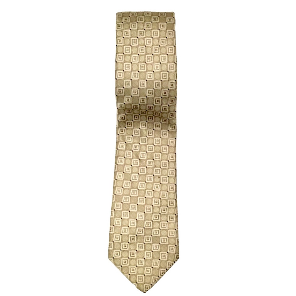 Michael Kors Silk Tie Classic Beige Geometric Print